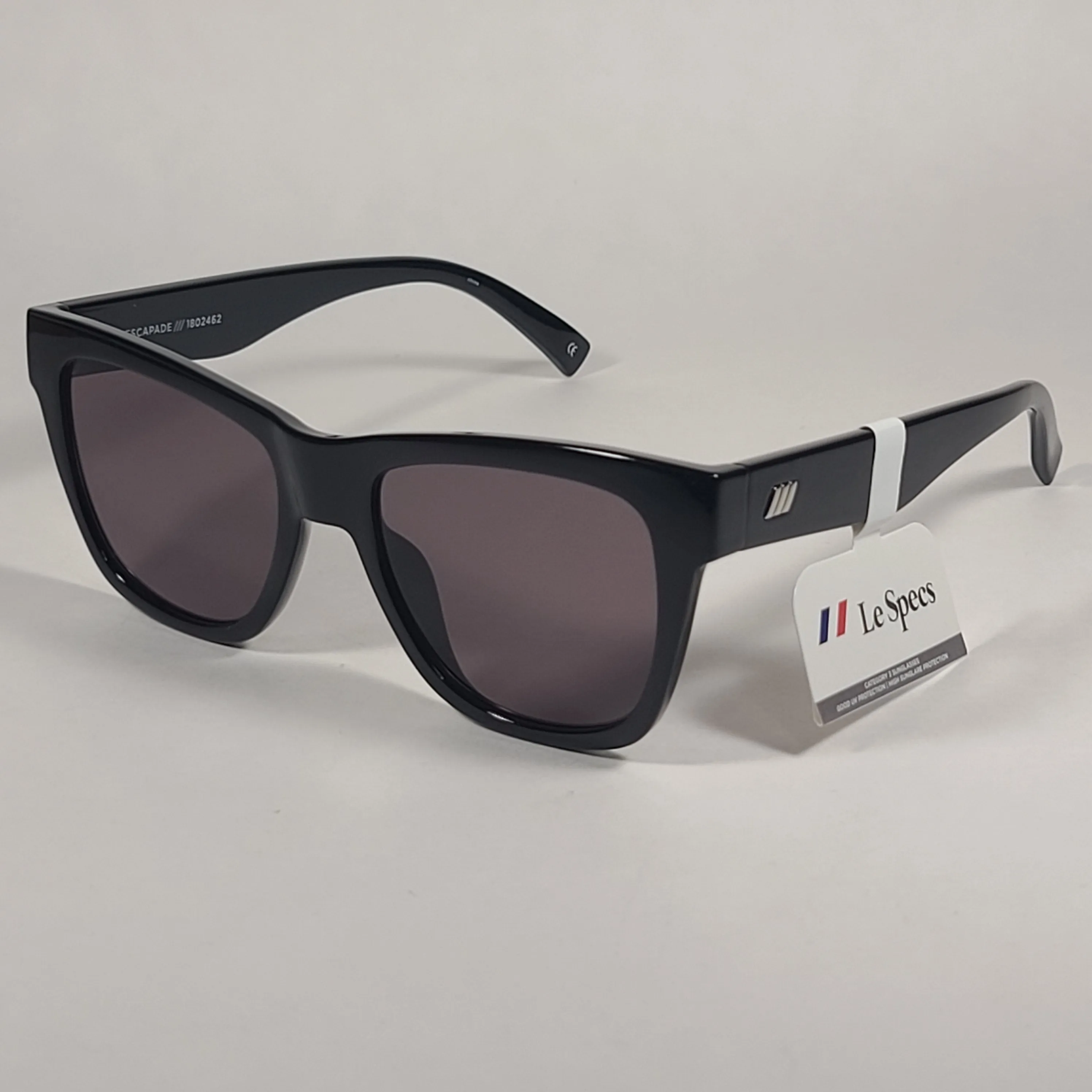 Le Specs Escapade Sunglasses Square Shiny Black Frame Smoke Gray Lens LSP1802462