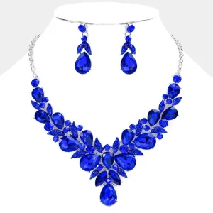 Leaf Cluster Sapphire Multi Stone Pageant Necklace  | Evening Necklace | 584412