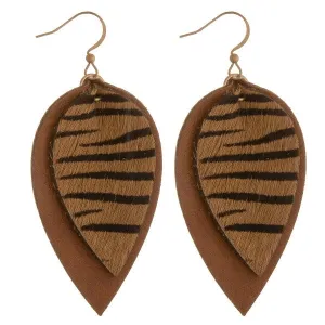 Leather layered zebra print Earrings