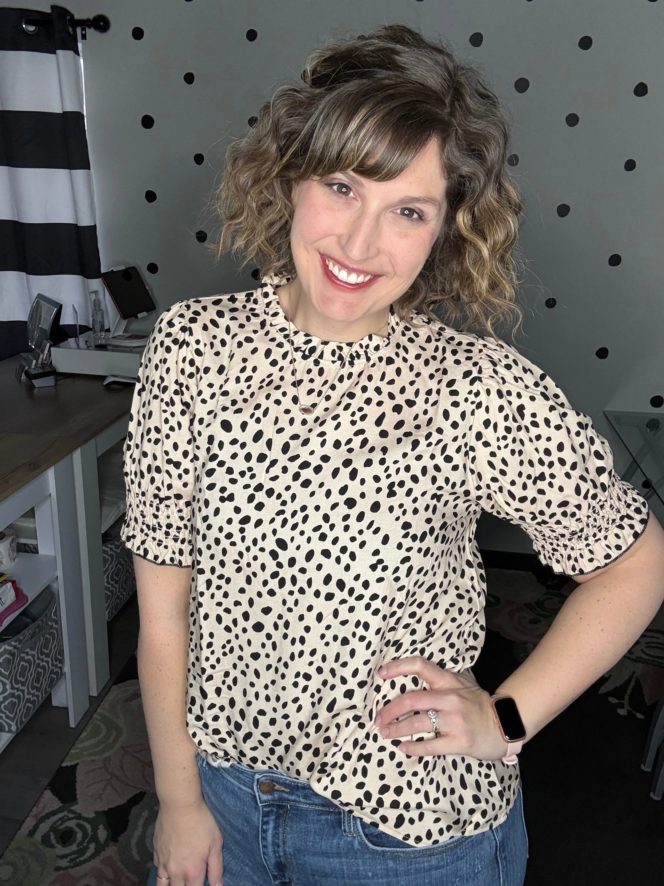 Leopard Mock Neck Blouse