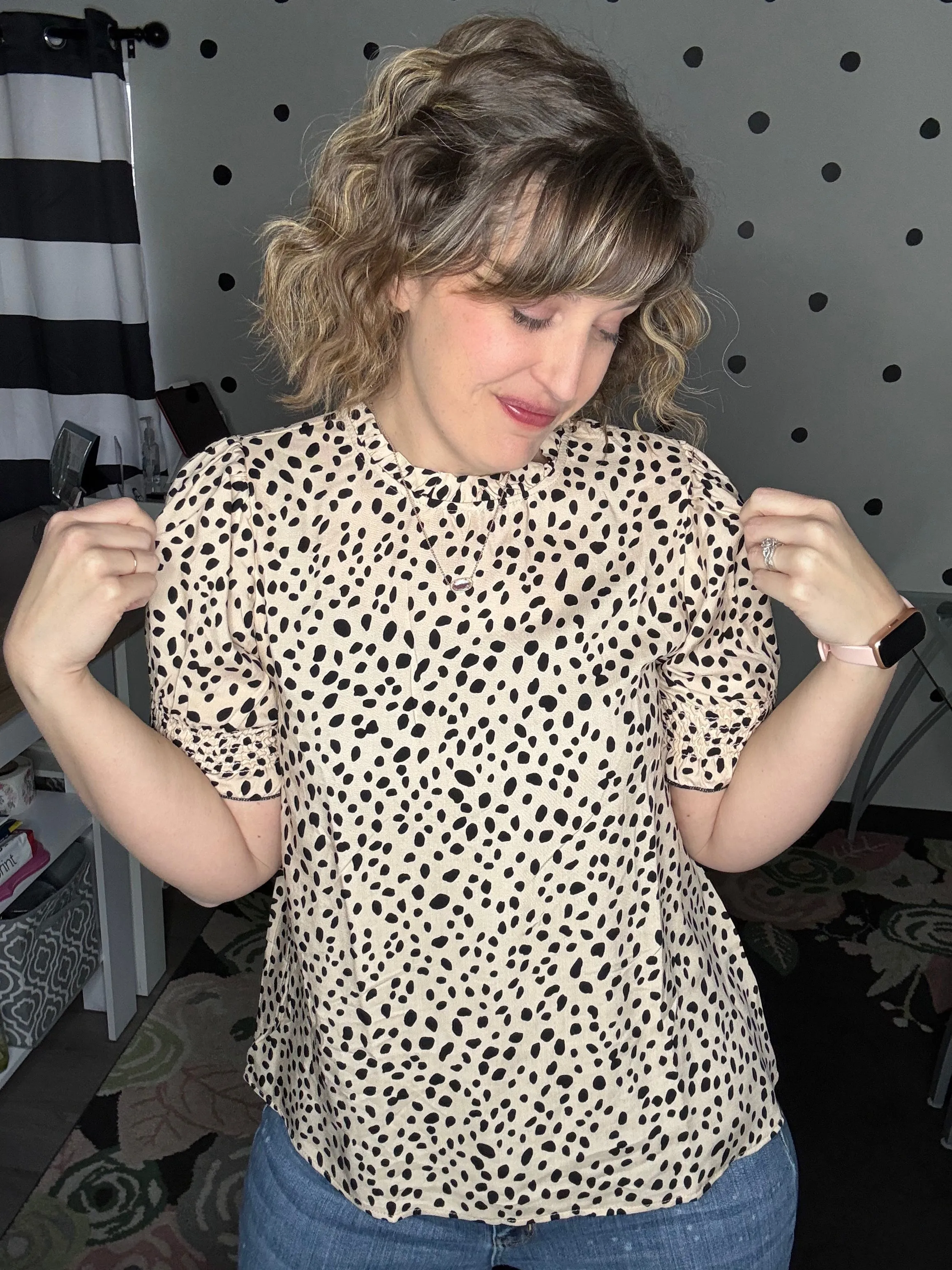 Leopard Mock Neck Blouse