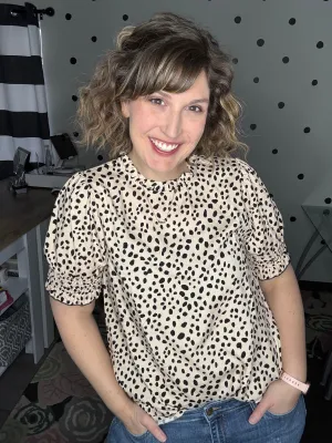 Leopard Mock Neck Blouse