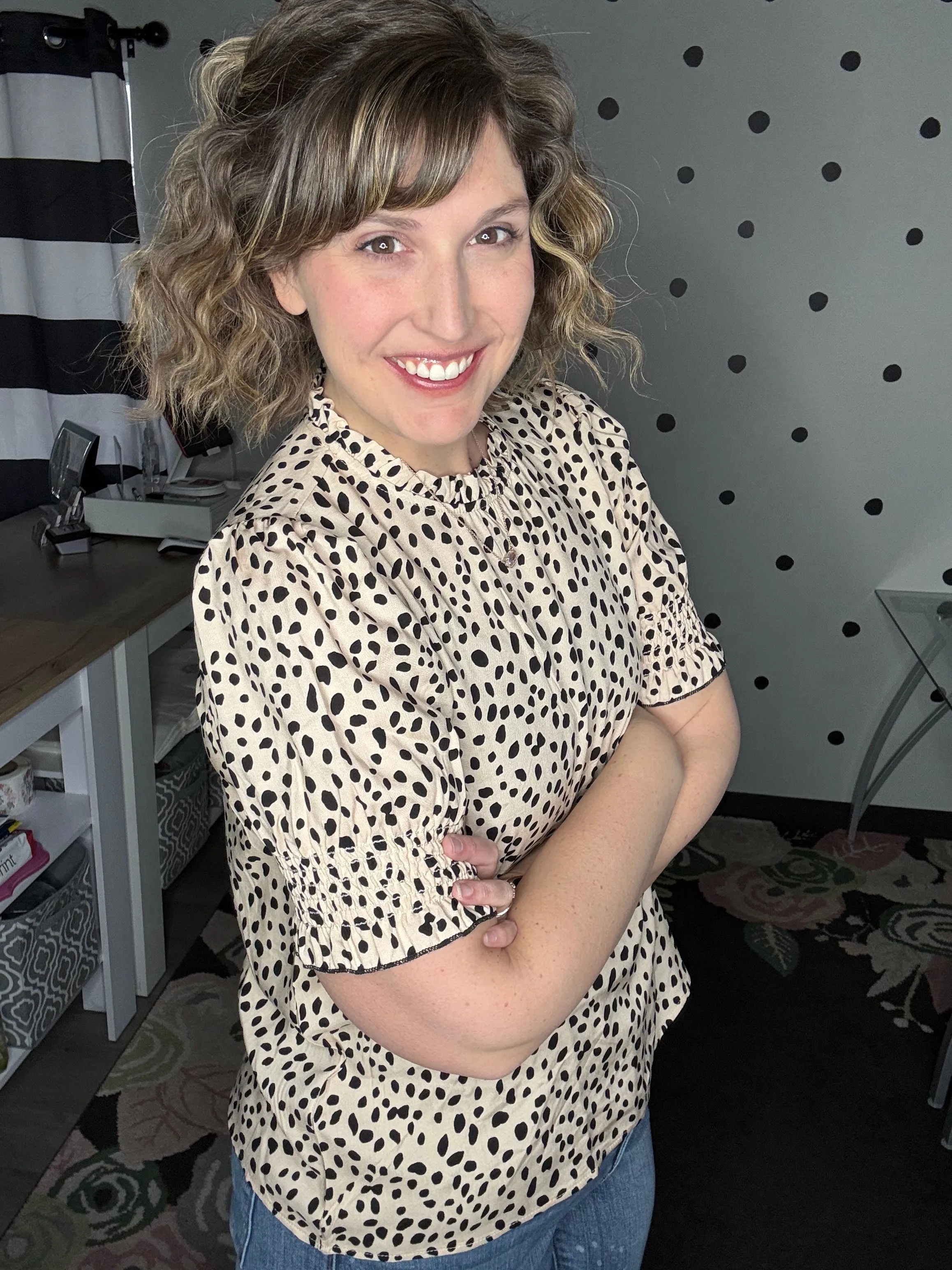 Leopard Mock Neck Blouse