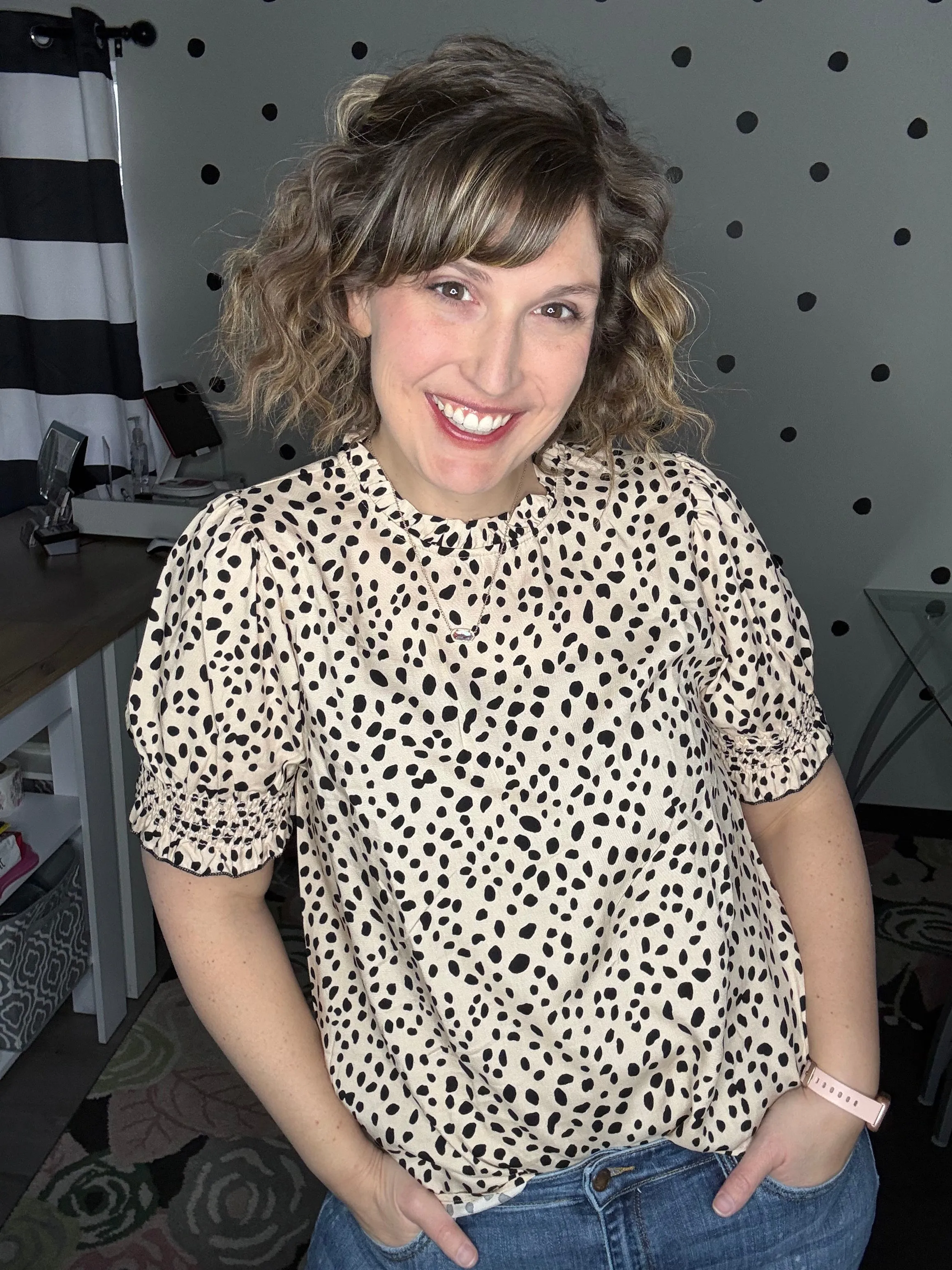 Leopard Mock Neck Blouse