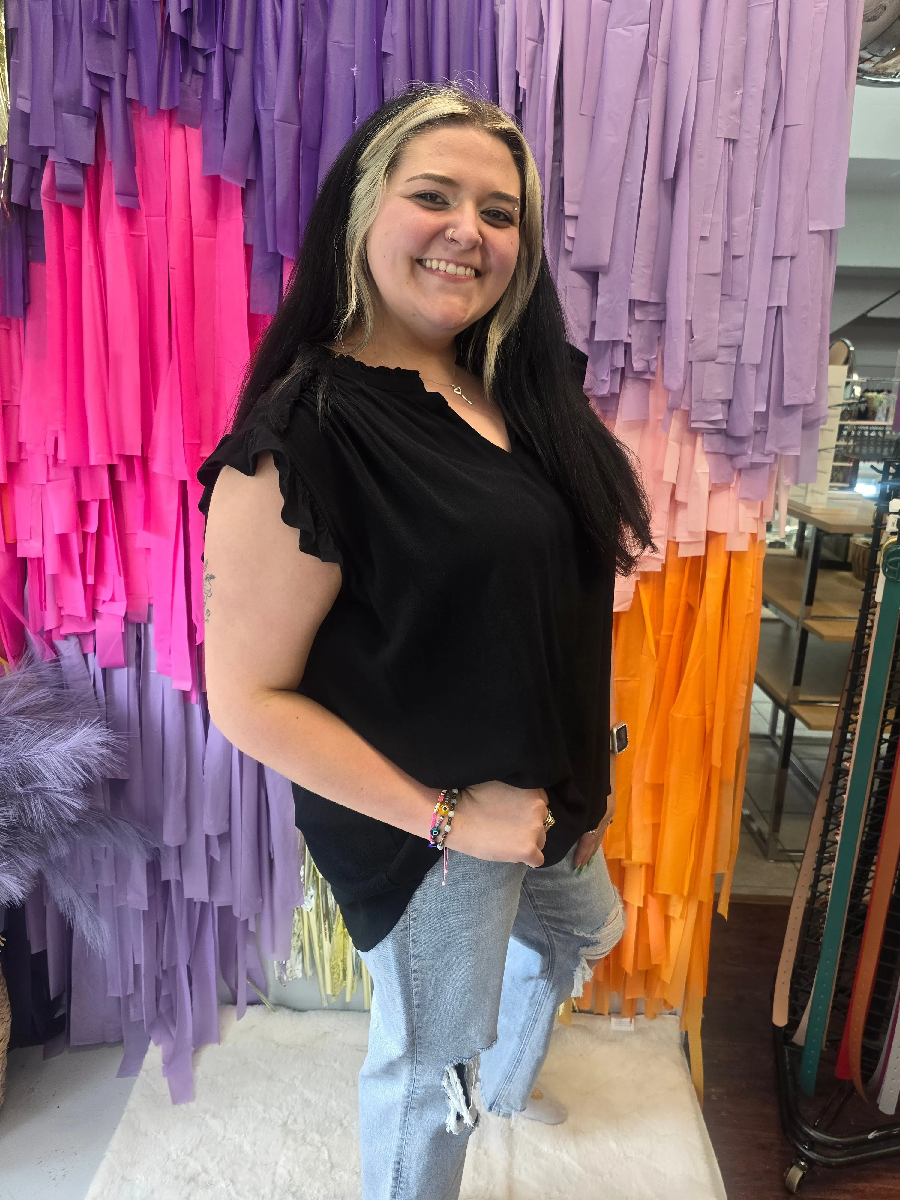 Life’s a Frill Top PLUS: Black