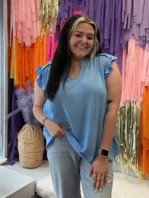 Life’s a Frill Top PLUS: Blue