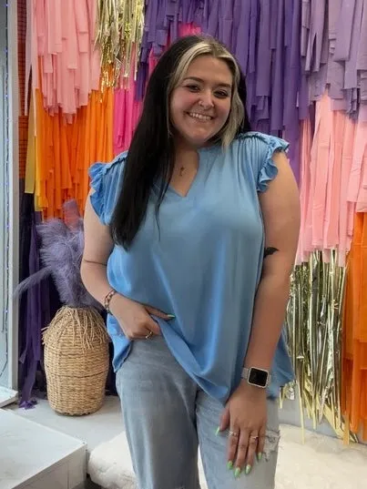 Life’s a Frill Top PLUS: Blue