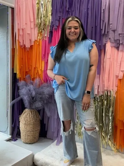 Life’s a Frill Top PLUS: Blue