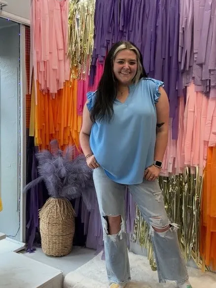 Life’s a Frill Top PLUS: Blue