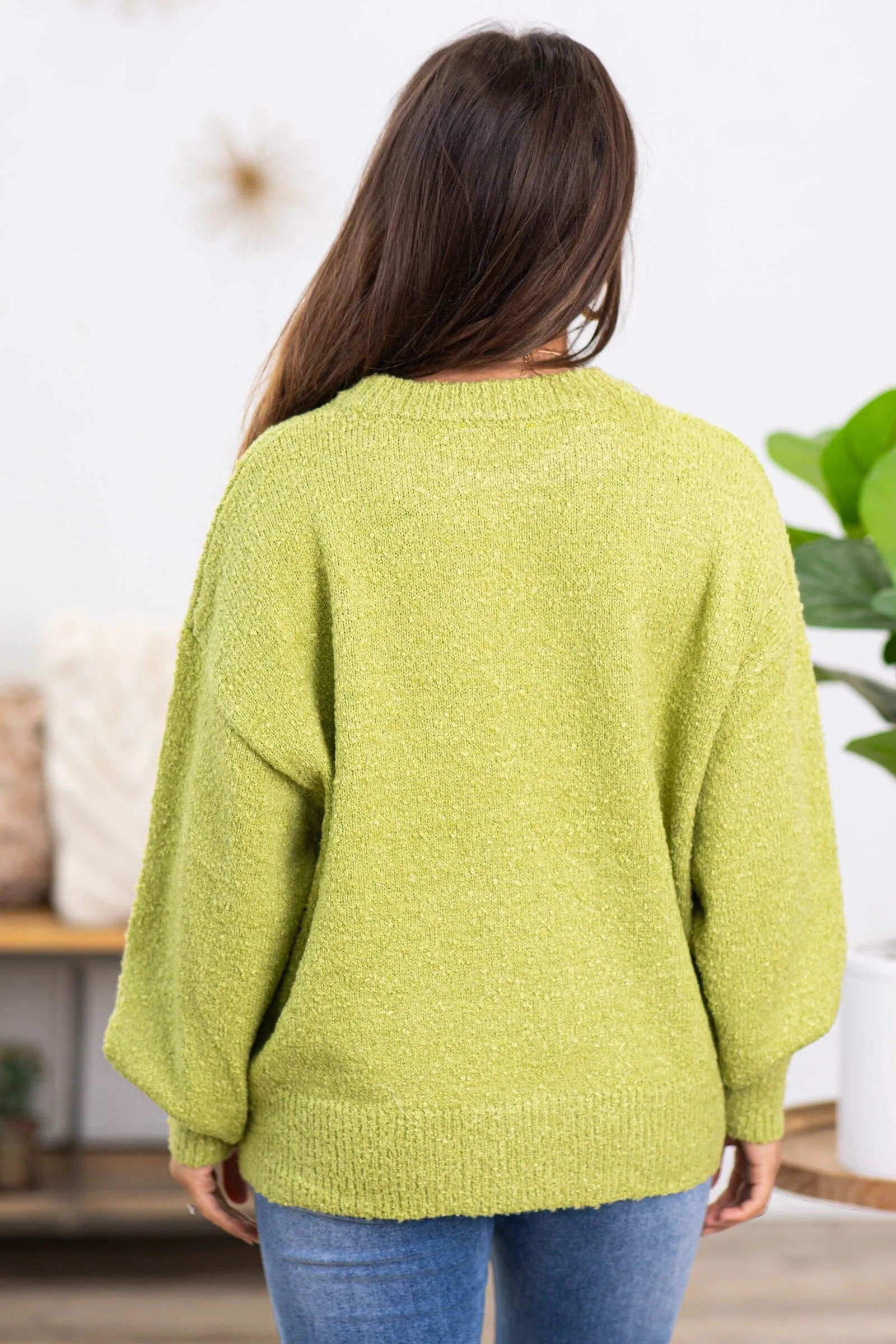 Light Olive Chenille Textured Sweater