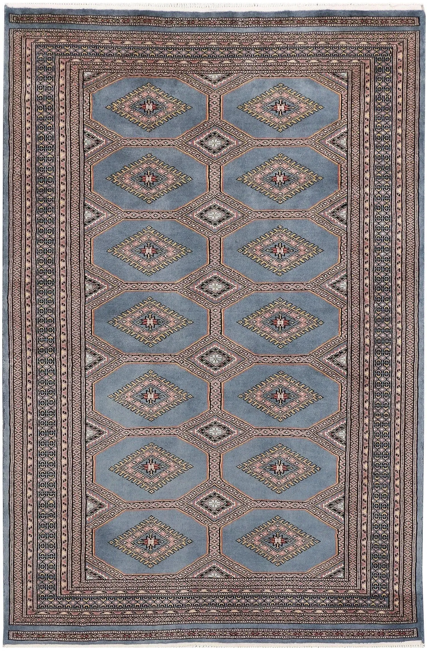 Light Slate Grey Rajastani Hand Knotted Area Rug