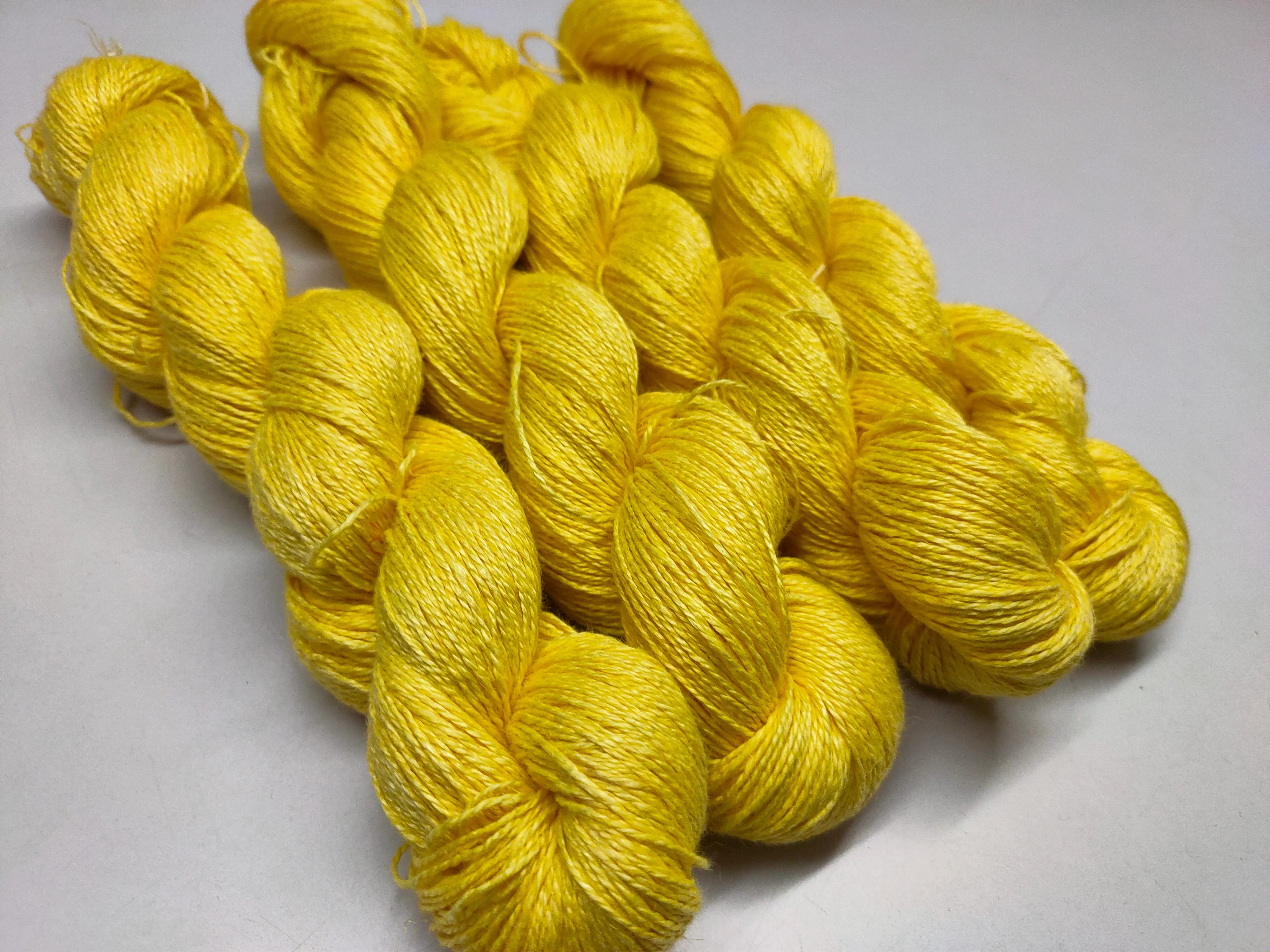 Linen Sportweight 2 PLY Yarn - Lemon Yellow | SilkRouteIndia