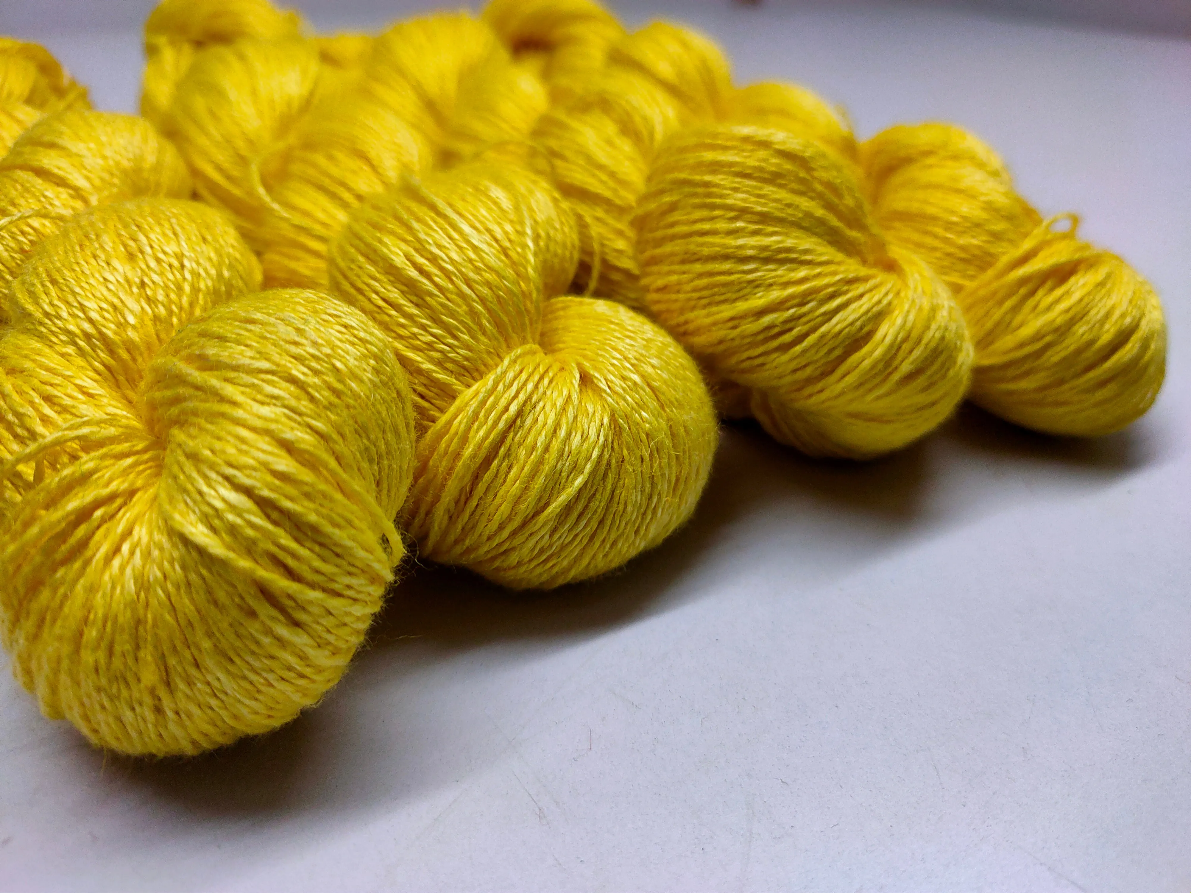 Linen Sportweight 2 PLY Yarn - Lemon Yellow | SilkRouteIndia