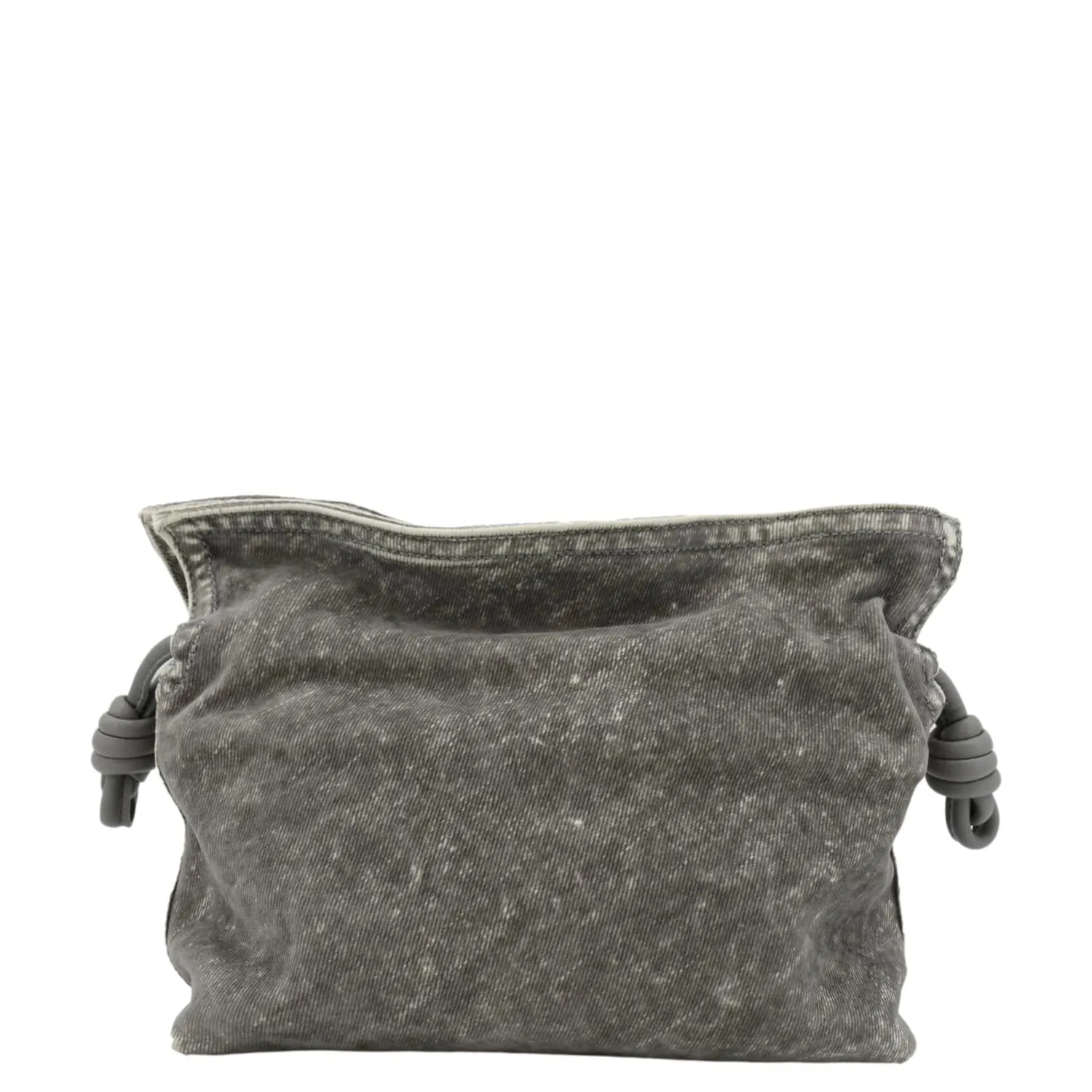 LOEWE Flamenco Medium Denim Flocked Clutch Bag Gray