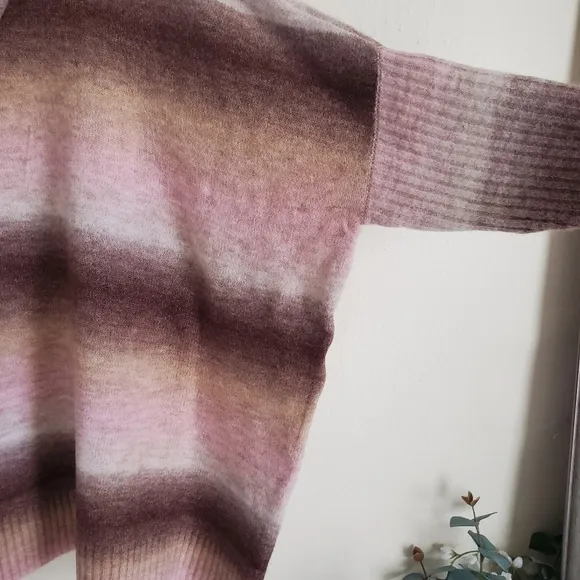 LOFT Wool Blend Ombre Turtleneck Poncho Sweater Size S Oversized