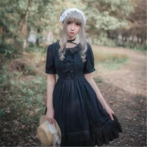 Lolita Time Lace Cording Dress J40310