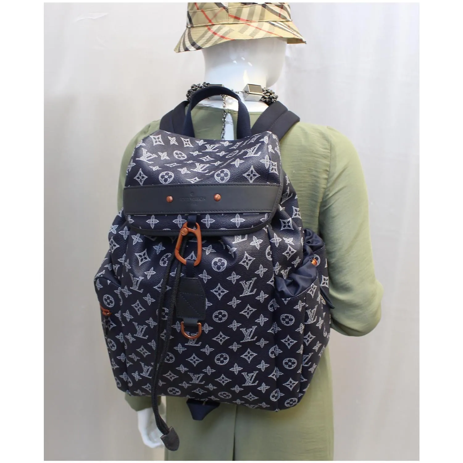 LOUIS VUITTON Discovery Upside Down Monogram Backpack Bag Navy Blue