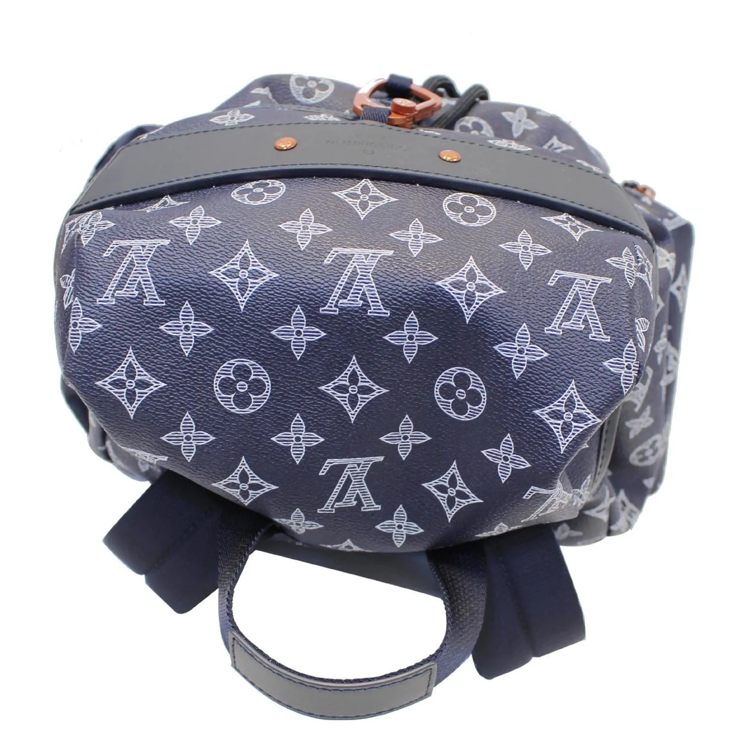 LOUIS VUITTON Discovery Upside Down Monogram Backpack Bag Navy Blue
