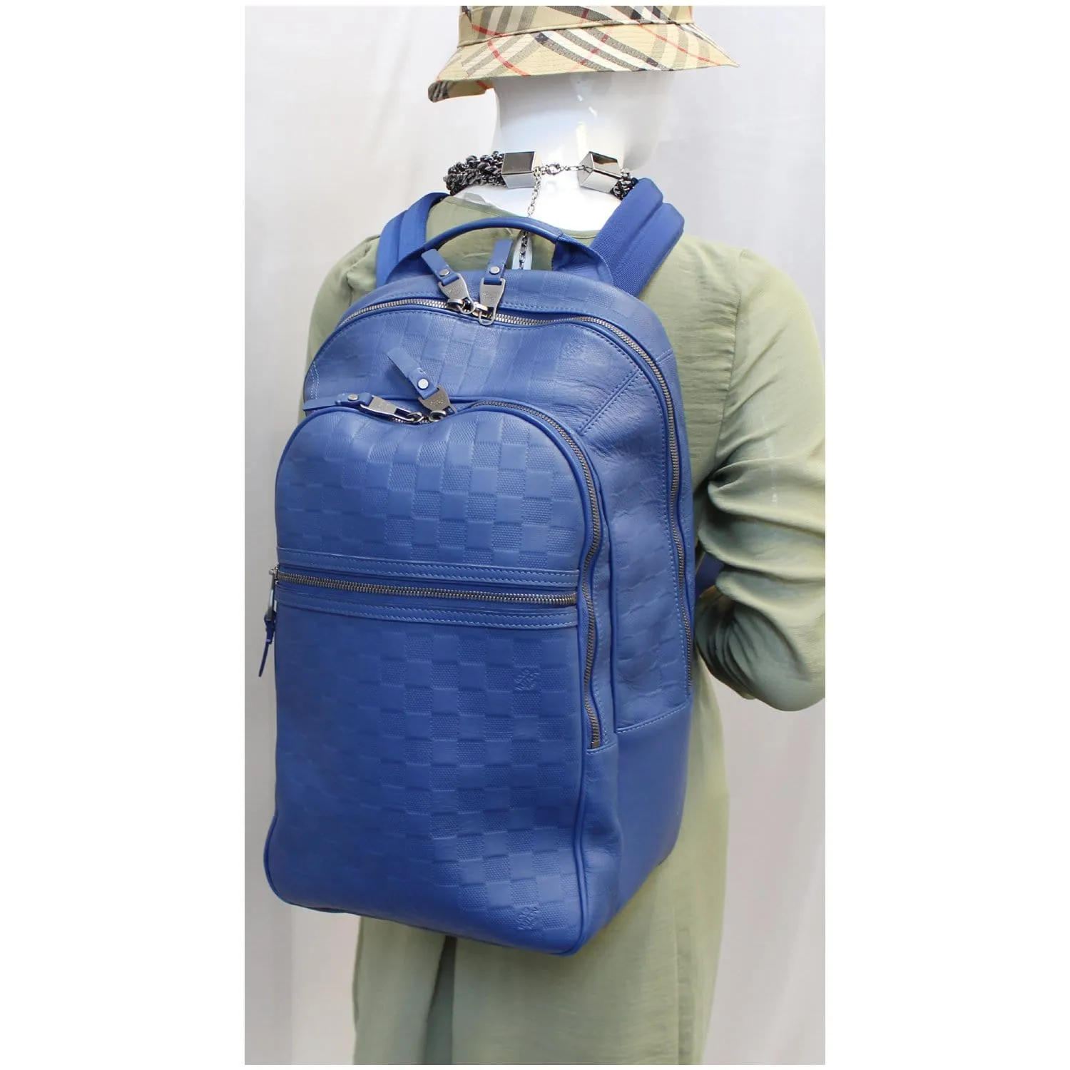 LOUIS VUITTON Michael NM Damier Infini Leather Backpack Bag Blue