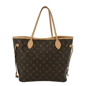 LOUIS VUITTON Neverfull MM Monogram Canvas Tote Bag Brown