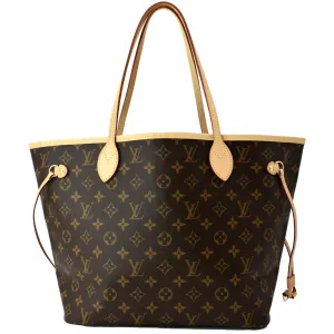 LOUIS VUITTON Neverfull MM Monogram Canvas Tote Bag Brown