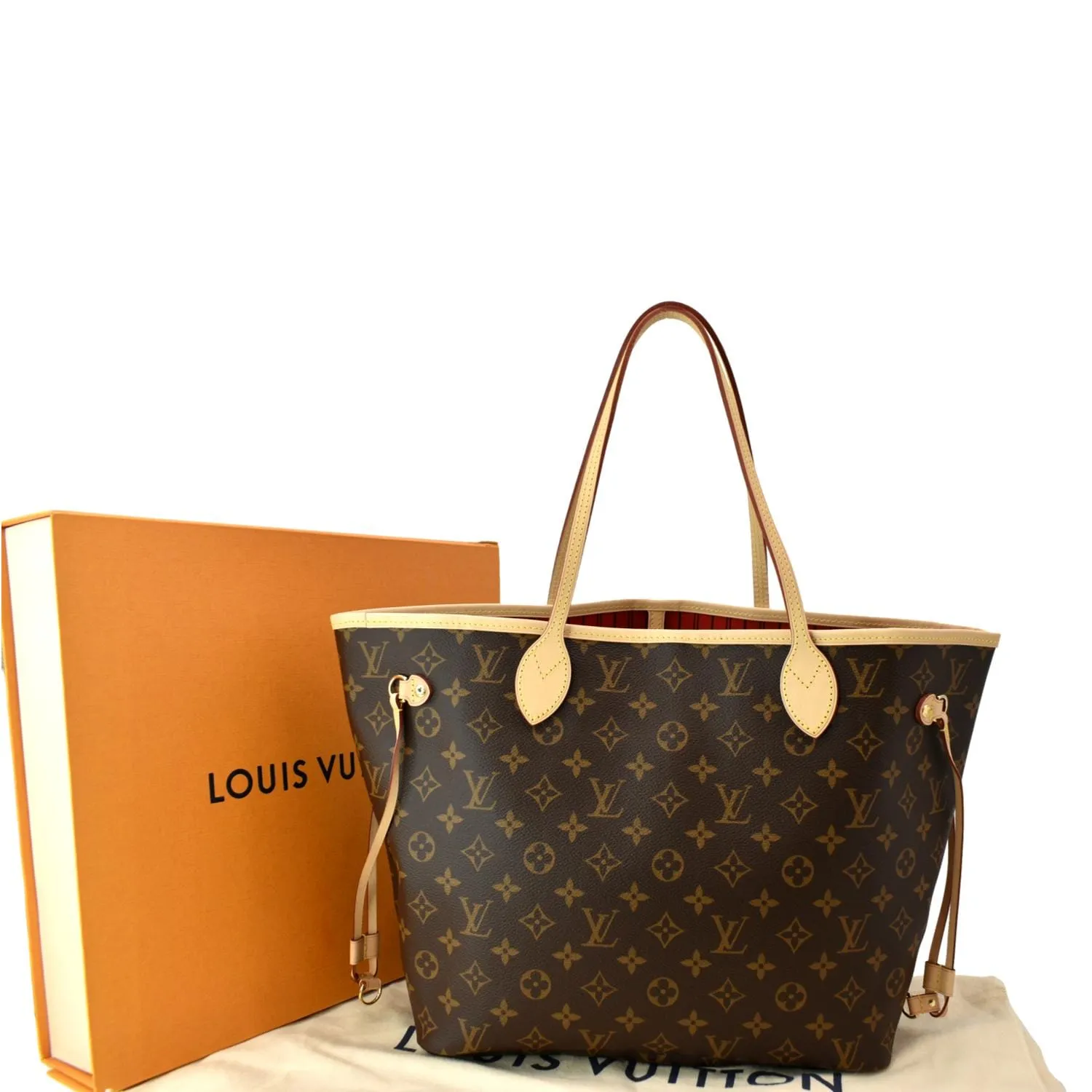 LOUIS VUITTON Neverfull MM Monogram Canvas Tote Bag Brown