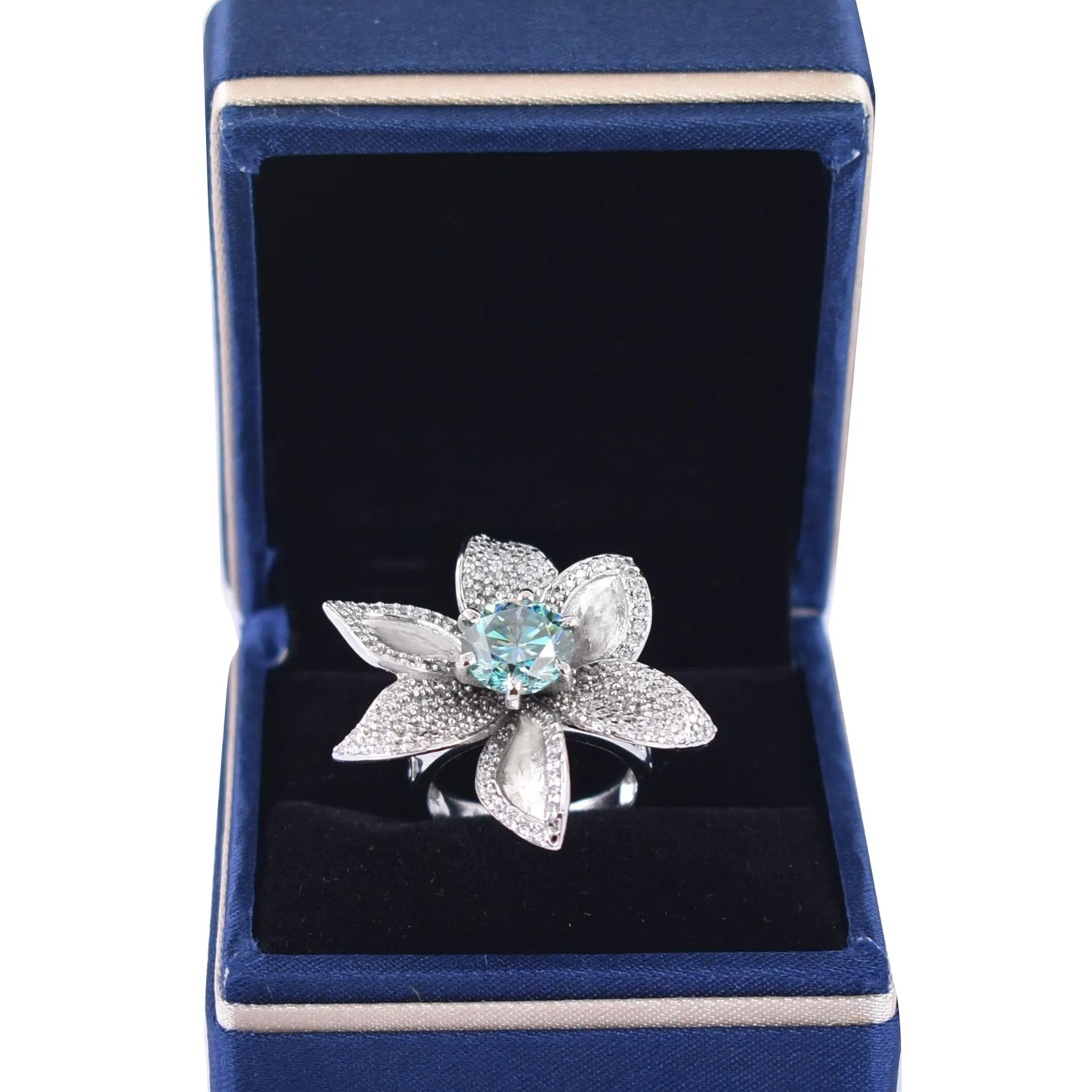 Lovely Blue Diamond Solitaire Ring in 925 Silver. Latest Designer Collection & Great Sparkle! Gift For Wedding/Birthday. 2.80 Ct Certified
