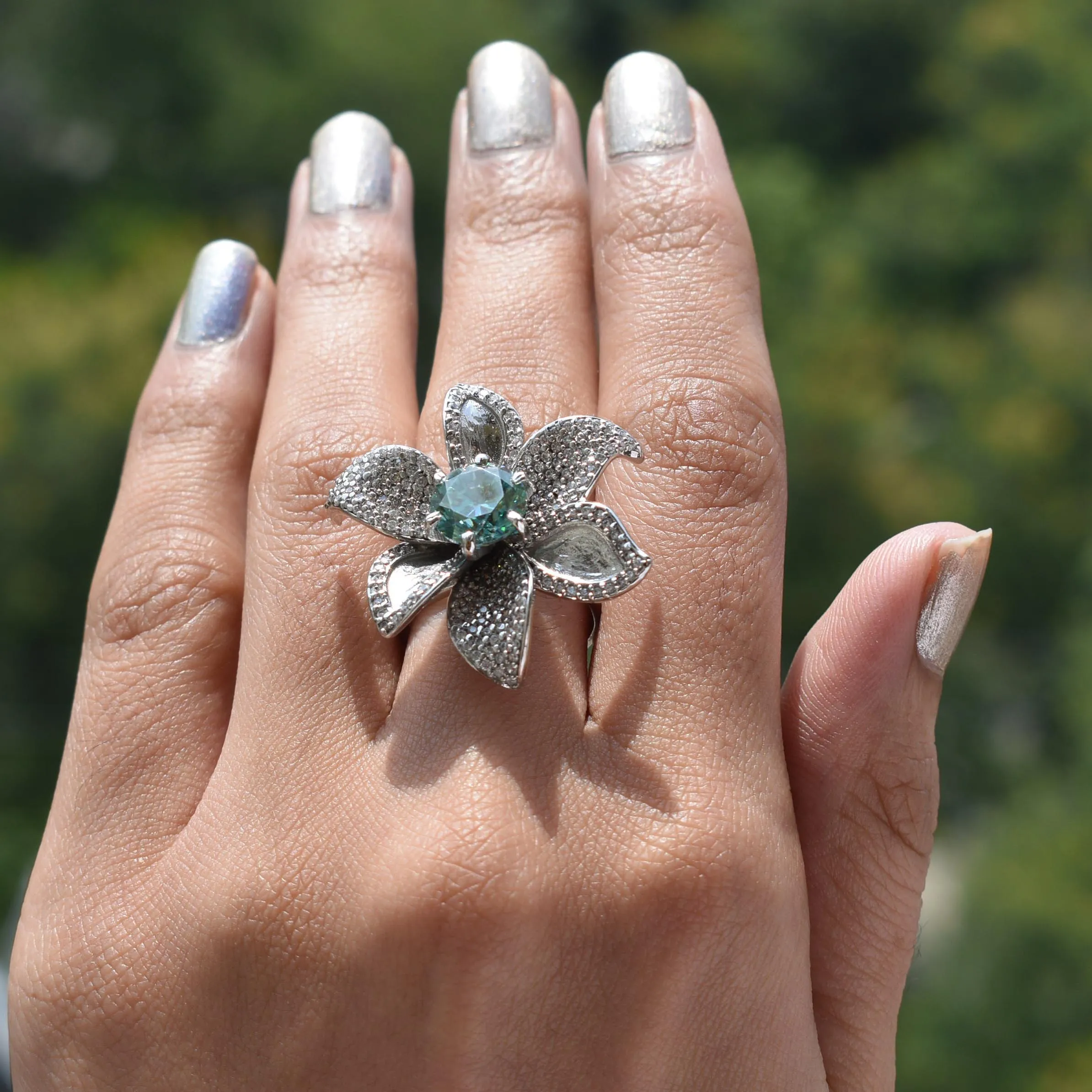 Lovely Blue Diamond Solitaire Ring in 925 Silver. Latest Designer Collection & Great Sparkle! Gift For Wedding/Birthday. 2.80 Ct Certified