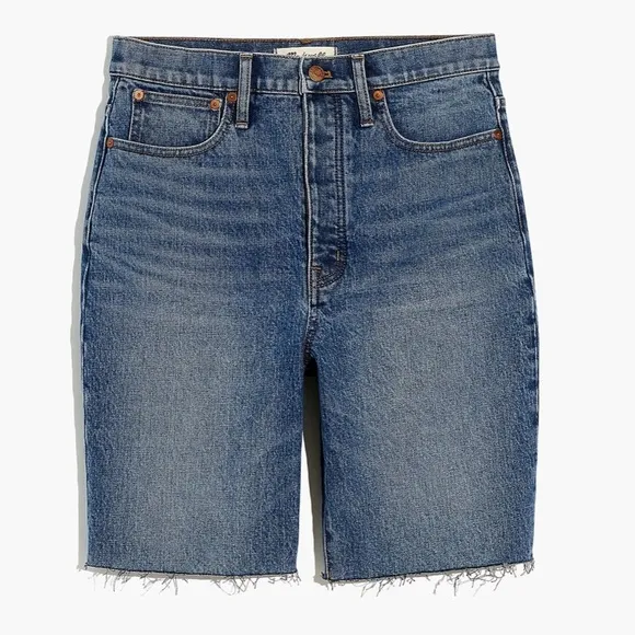 Madewell High-Rise Long Denim Shorts in Brightwood Wash