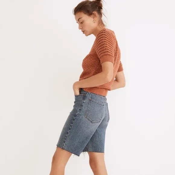 Madewell High-Rise Long Denim Shorts in Brightwood Wash