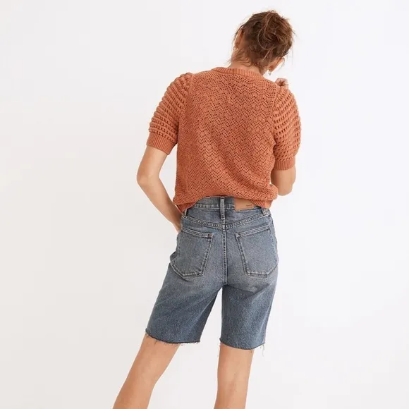 Madewell High-Rise Long Denim Shorts in Brightwood Wash