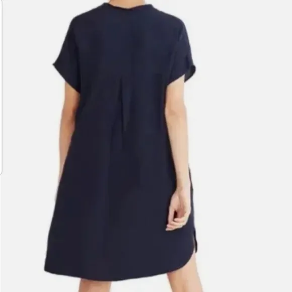 Madewell Navy Blue Bicoastal Dress Slouchy Shift Short Sleeve Size XS