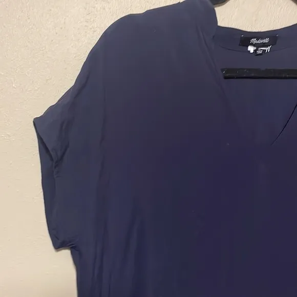 Madewell Navy Blue Bicoastal Dress Slouchy Shift Short Sleeve Size XS