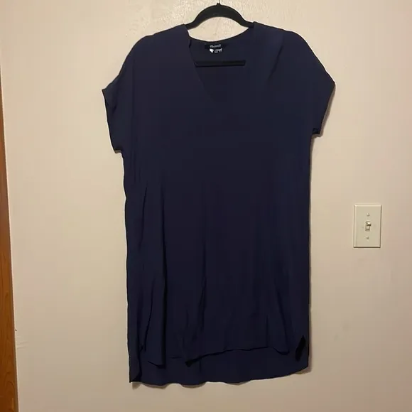 Madewell Navy Blue Bicoastal Dress Slouchy Shift Short Sleeve Size XS