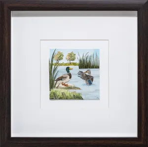 Mallard duck couple diorama