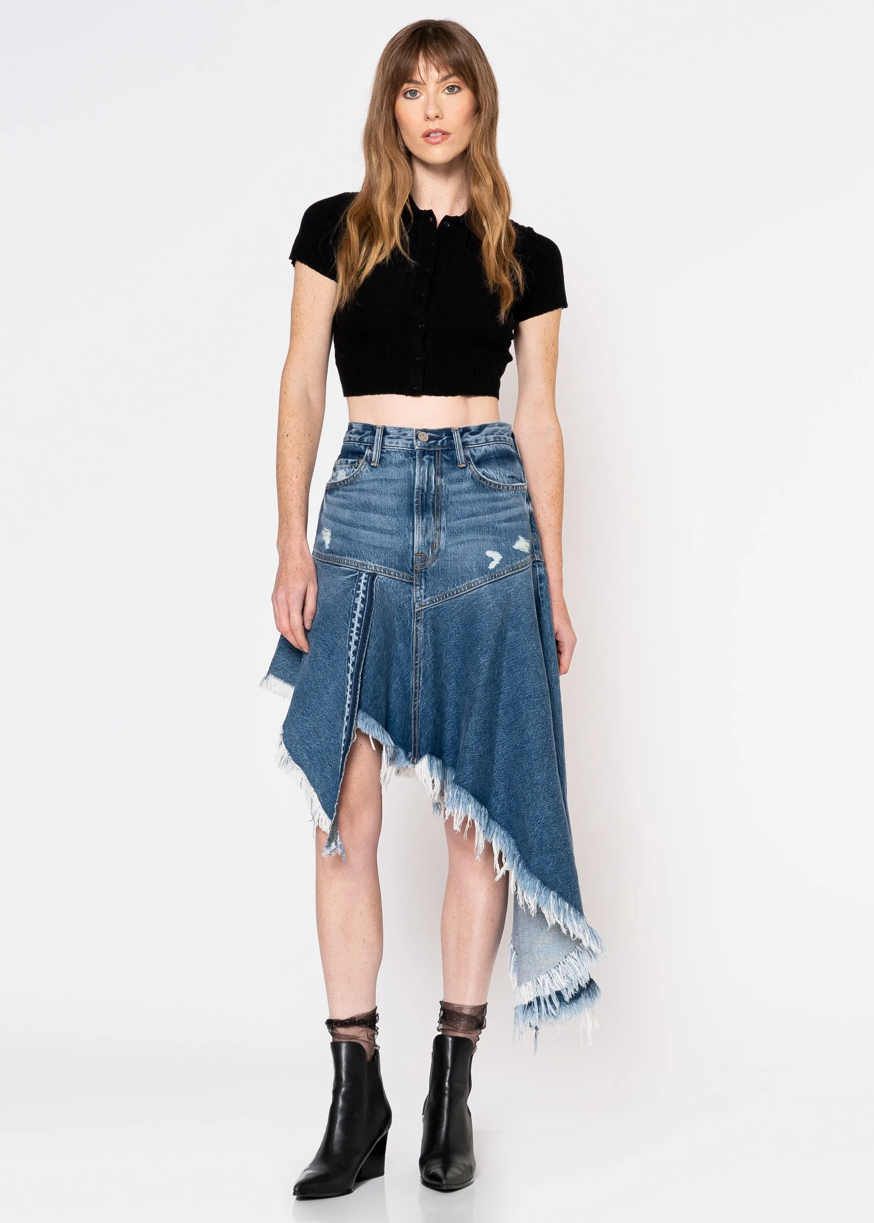 Mandy Asymmetrical Denim Skirt