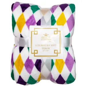 Mardi Gras Harlequin Throw Blanket