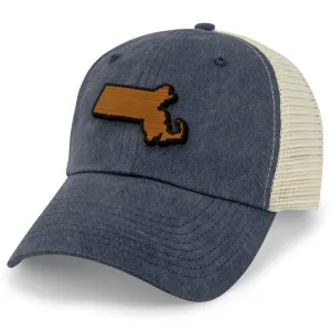 Massachusetts State Wood Grain Patch Relaxed Trucker