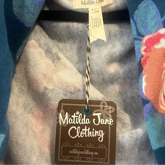MATILDA JANE Cozy Days Teal Floral Open Front Waterfall Cardigan