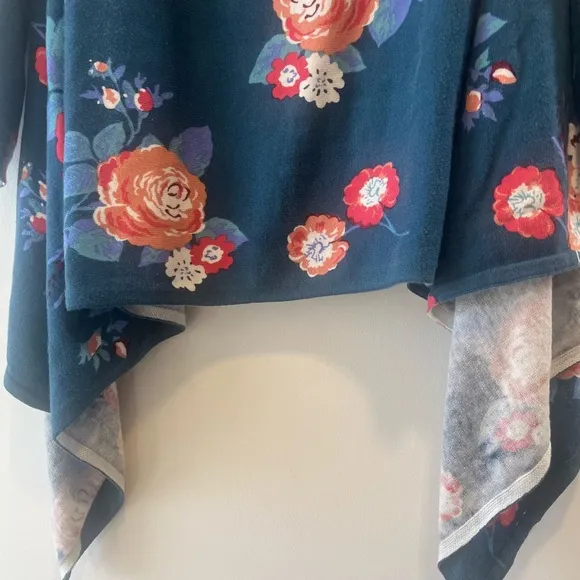 MATILDA JANE Cozy Days Teal Floral Open Front Waterfall Cardigan