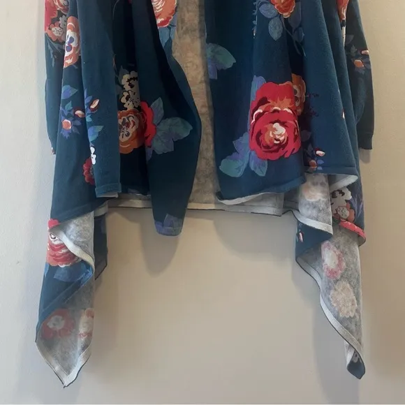 MATILDA JANE Cozy Days Teal Floral Open Front Waterfall Cardigan