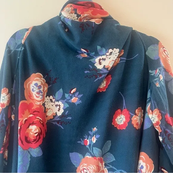 MATILDA JANE Cozy Days Teal Floral Open Front Waterfall Cardigan