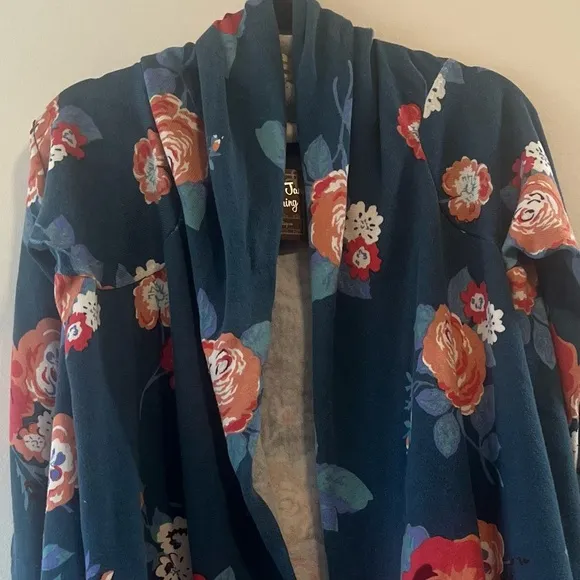 MATILDA JANE Cozy Days Teal Floral Open Front Waterfall Cardigan