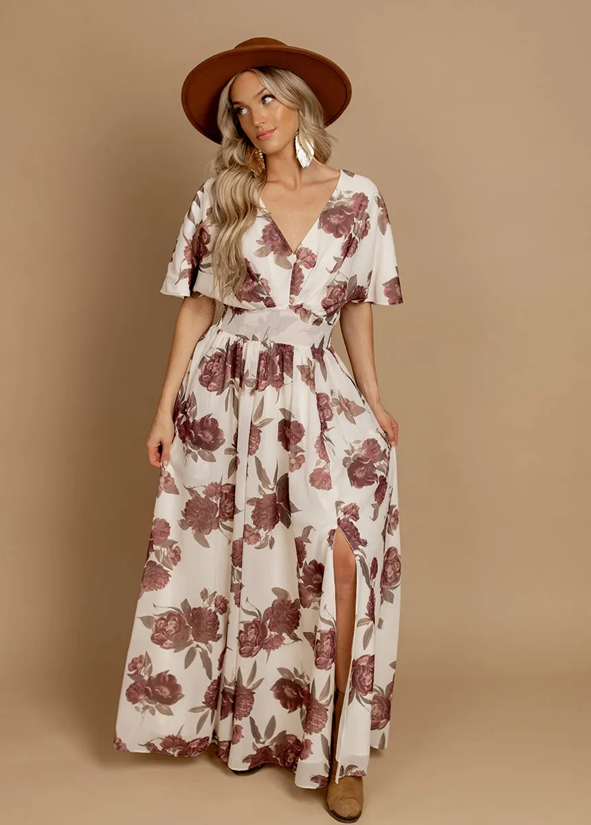 Maya Dress in Large Cream Floral