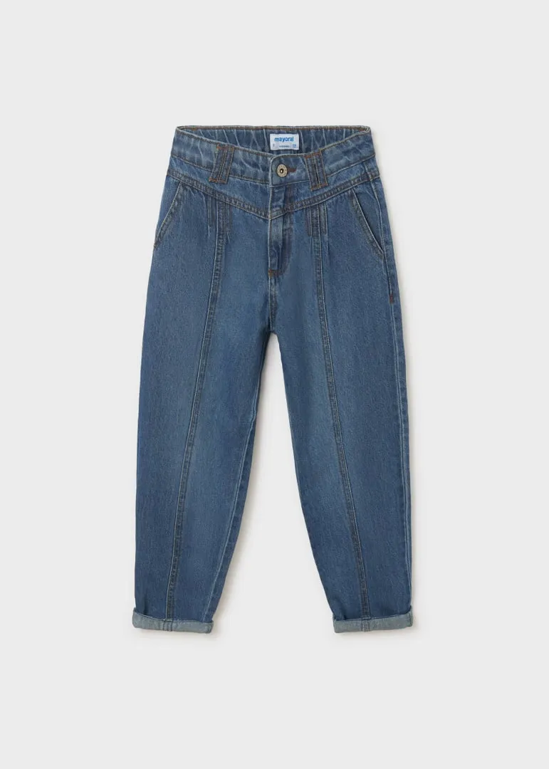 Mayoral Girls High Waist Slouchy Denim Pants : Size 8 to 18