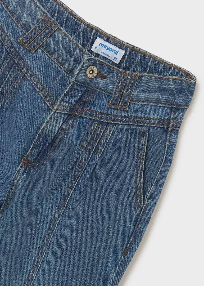 Mayoral Girls High Waist Slouchy Denim Pants : Size 8 to 18
