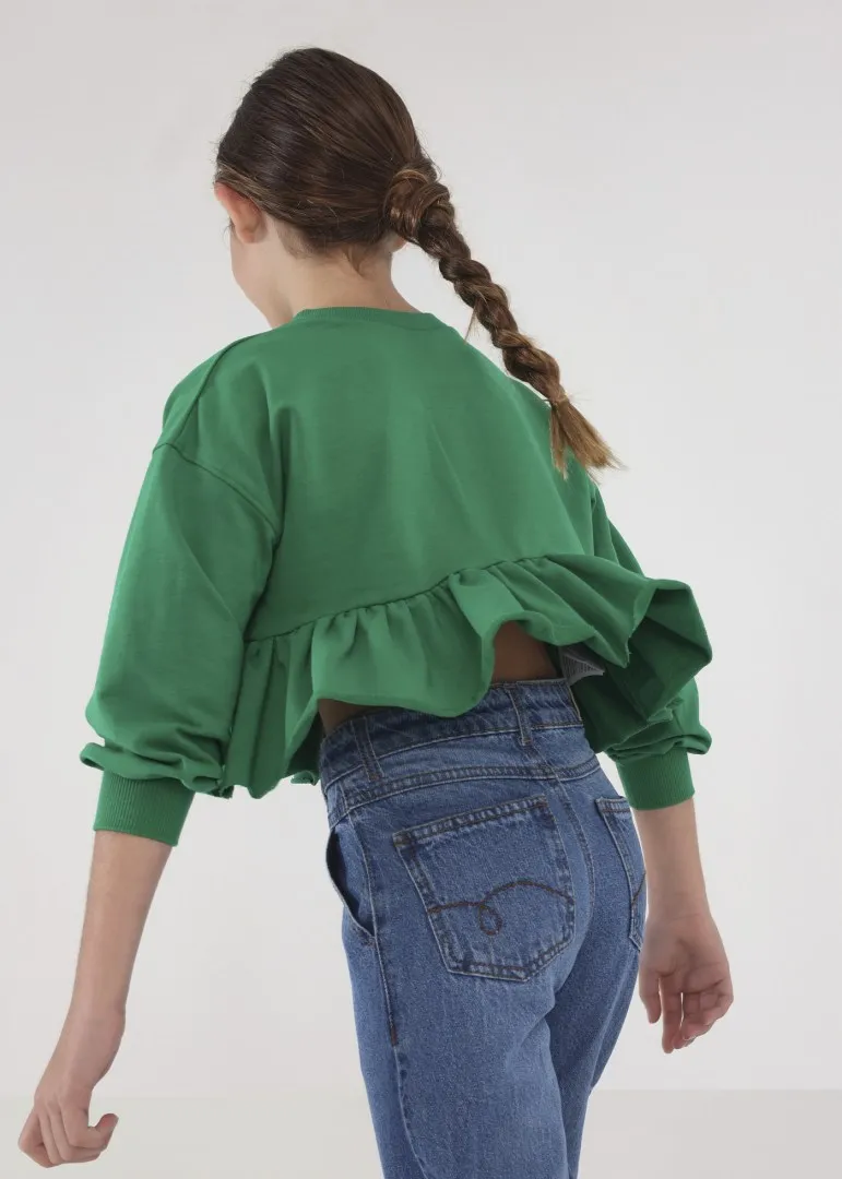 Mayoral Girls High Waist Slouchy Denim Pants : Size 8 to 18