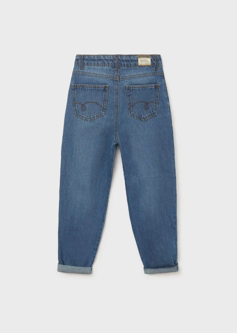 Mayoral Girls High Waist Slouchy Denim Pants : Size 8 to 18