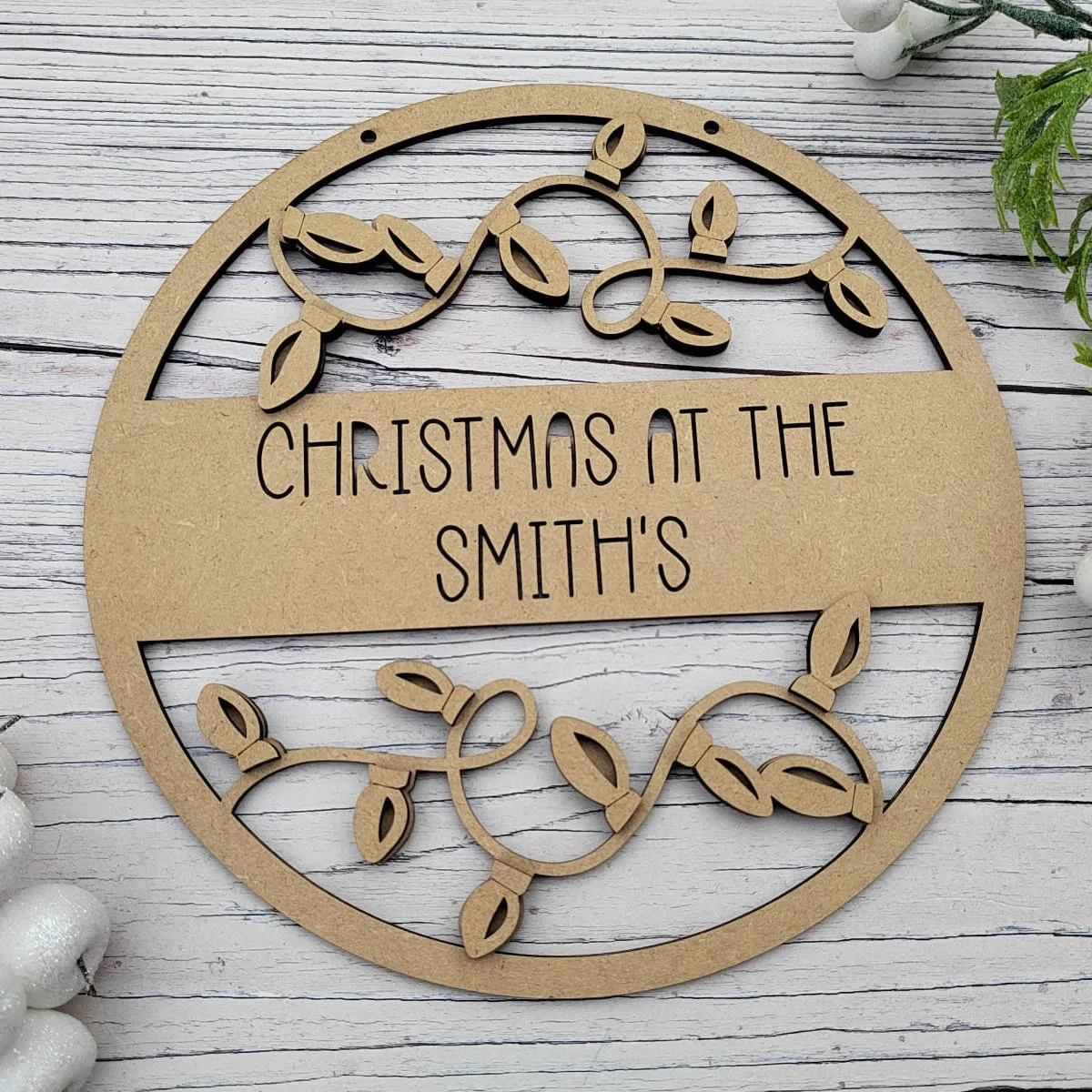 MDF Layered Christmas At The Circular Christmas Lights Plaque