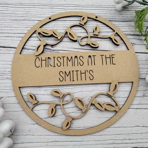 MDF Layered Christmas At The Circular Christmas Lights Plaque